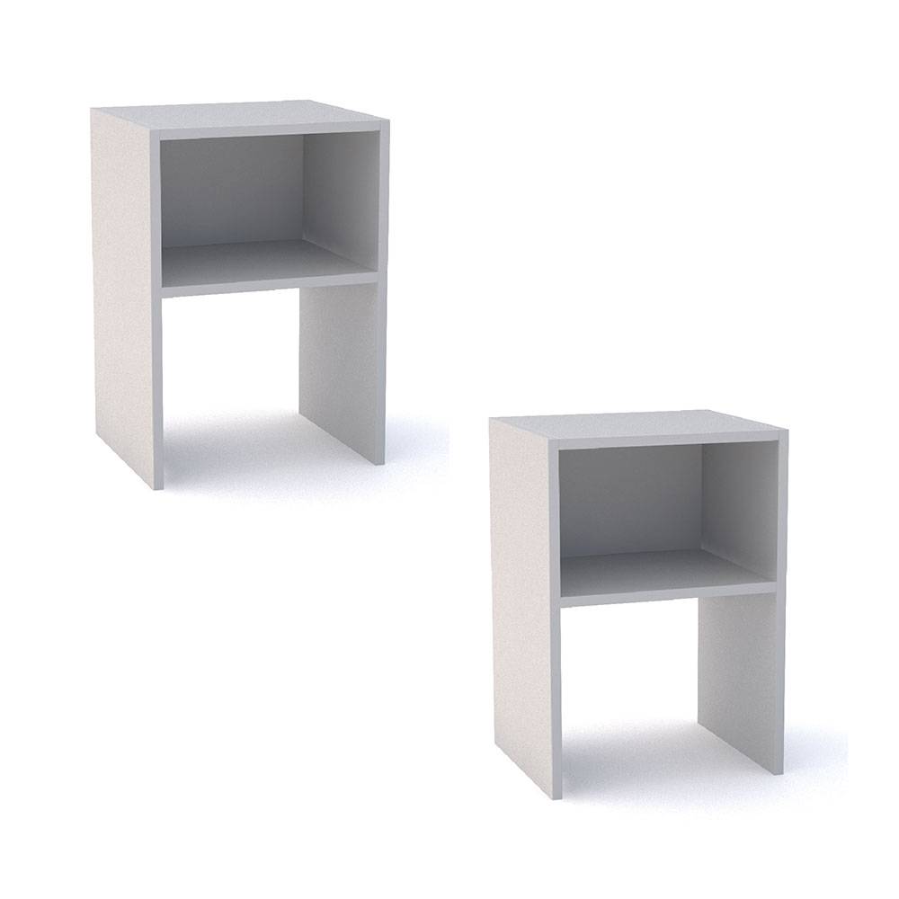 Combo 2 Mesas de Noche Fontana Blanco 36 cm con Entrepaño - Mesas de Noche | Bylmo