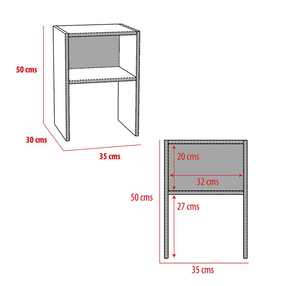 Combo 2 Mesas de Noche Fontana Blanco 36 cm con Entrepaño - Mesas de Noche | Bylmo
