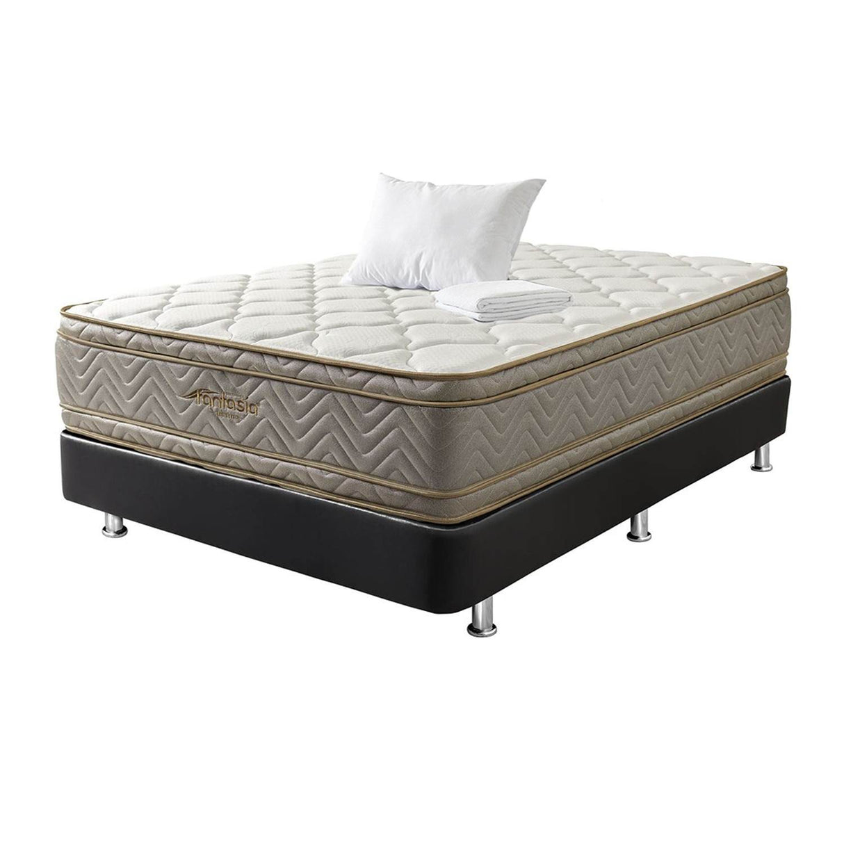 Combo Base Cama y Colchón Optims Negro Semidoble 120 cm con Una Almohada y Protector - Combos Habitacion | Bylmo