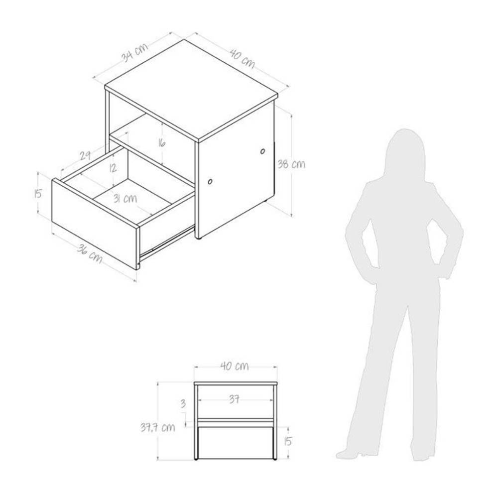 Combo Cama y Mesa de Noche Manzano 104.4x36cm para Colchón Sencillo sin Colchón y sin Cabecero - Camas | Bylmo