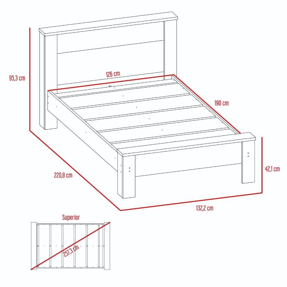Combo Cama, Mesas de Noche y Rack para TV Nápoles Doble 140 cm Siena y Wengue - Camas | Bylmo