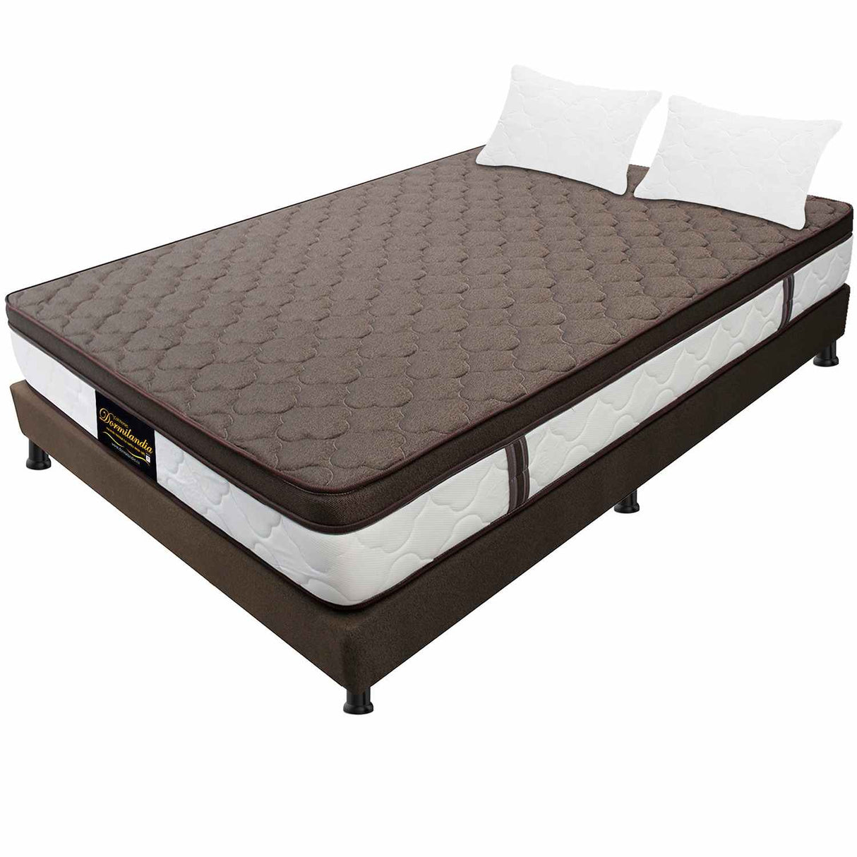 Combo Colchón y Base Cama Dublín Cafe Doble 140 X 190 Cm Medio Firme Ortopedico e Hipoalergénico - Combos Habitacion | Bylmo