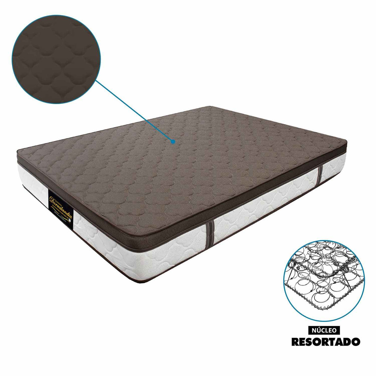 Combo Colchón y Base Cama Dublín Cafe Doble 140 X 190 Cm Medio Firme Ortopedico e Hipoalergénico - Combos Habitacion | Bylmo