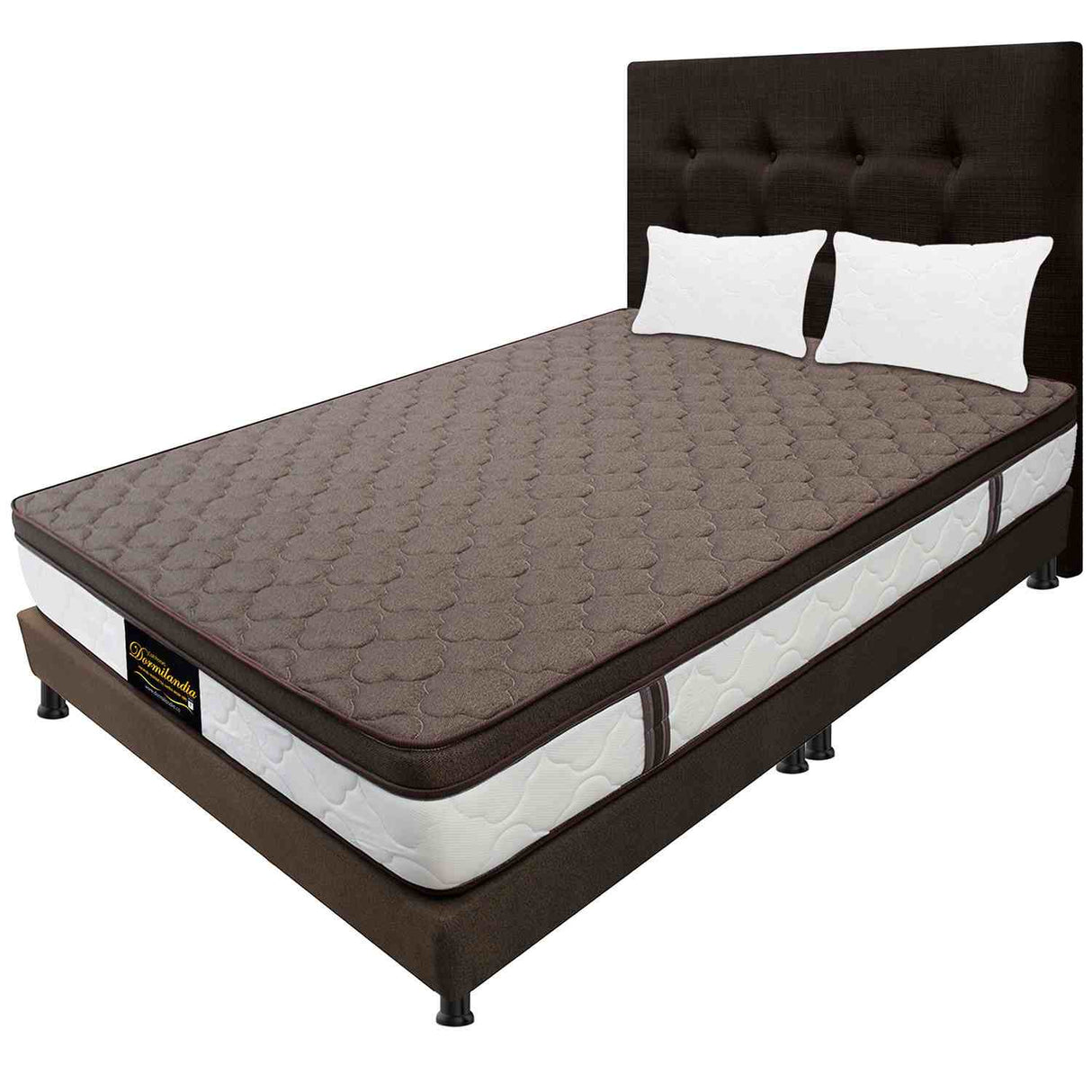 Combo Colchón y Base Cama Dublín Cafe Queen 160 X 190 Cm Medio Firme Ortopedico e Hipoalergénico - Combos Habitacion | Bylmo
