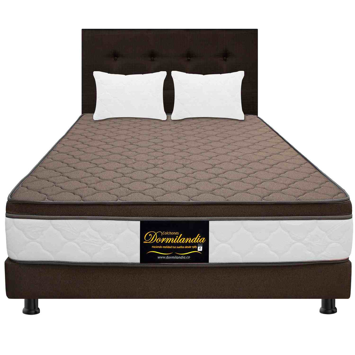 Combo Colchón y Base Cama Dublín Cafe Queen 160 X 190 Cm Medio Firme Ortopedico e Hipoalergénico - Combos Habitacion | Bylmo