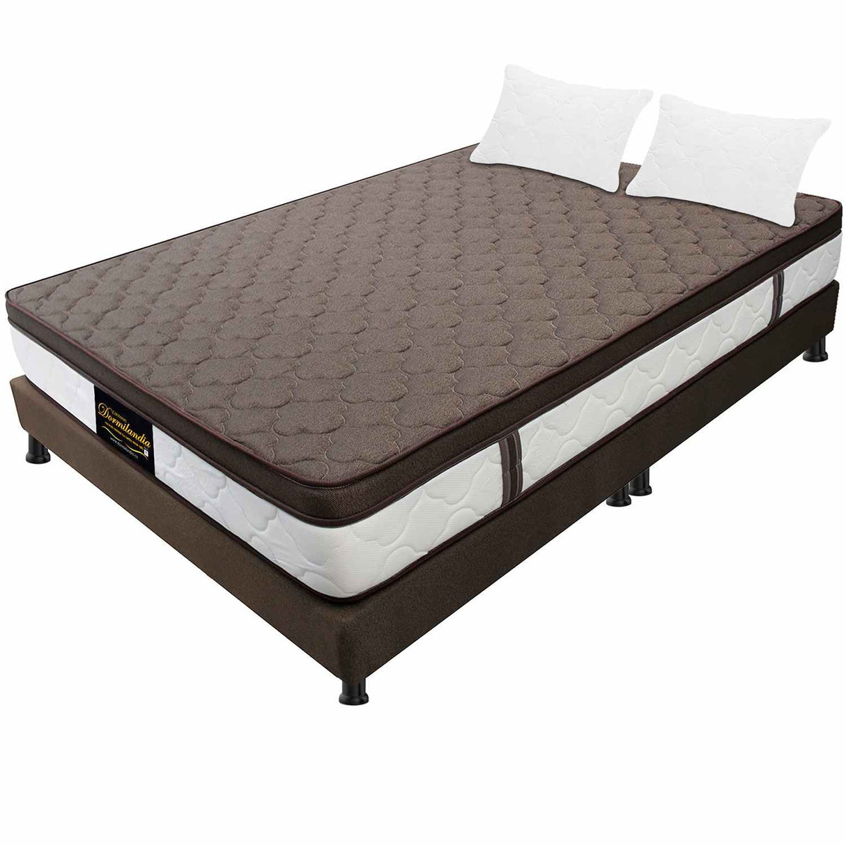 Combo Colchón y Base Cama Dublín Cafe Queen 160 X 190 Cm Medio Firme Ortopedico e Hipoalergénico - Combos Habitacion | Bylmo