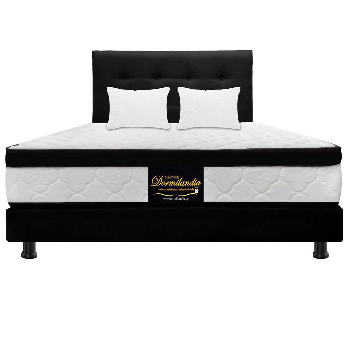 Combo Colchón y Base Cama Versalles Negro Queen 160 X 190 Cm Medio Firme Ortopedico e Hipoalergénico - Combos Habitacion | Bylmo