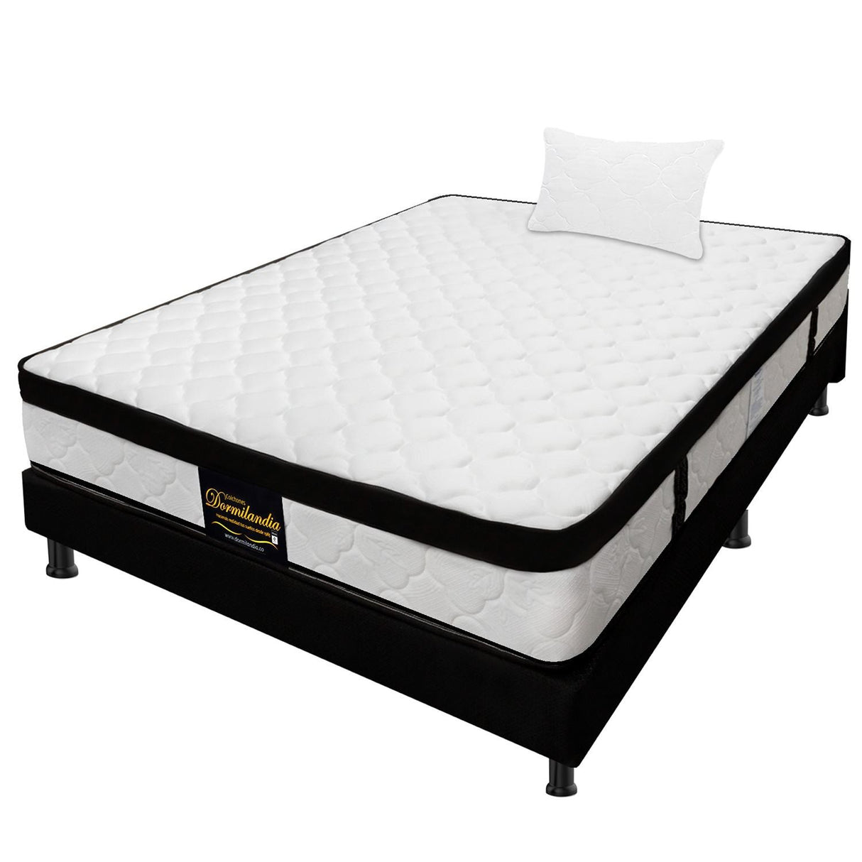 Combo Colchón y Base Cama Versalles Negro Sencillo 100 X 190 Cm Medio Firme Ortopedico e Hipoalergénico - Combos Habitacion | Bylmo