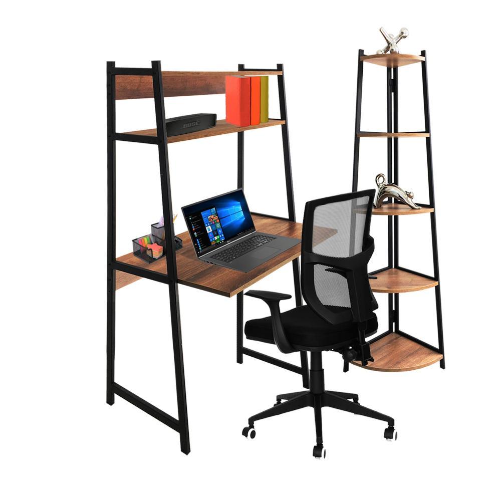Combo Escritorio y Biblioteca Esquinera Look Amaretto 59 cm con Entrepaños - Escritorios y Archivadores | Bylmo