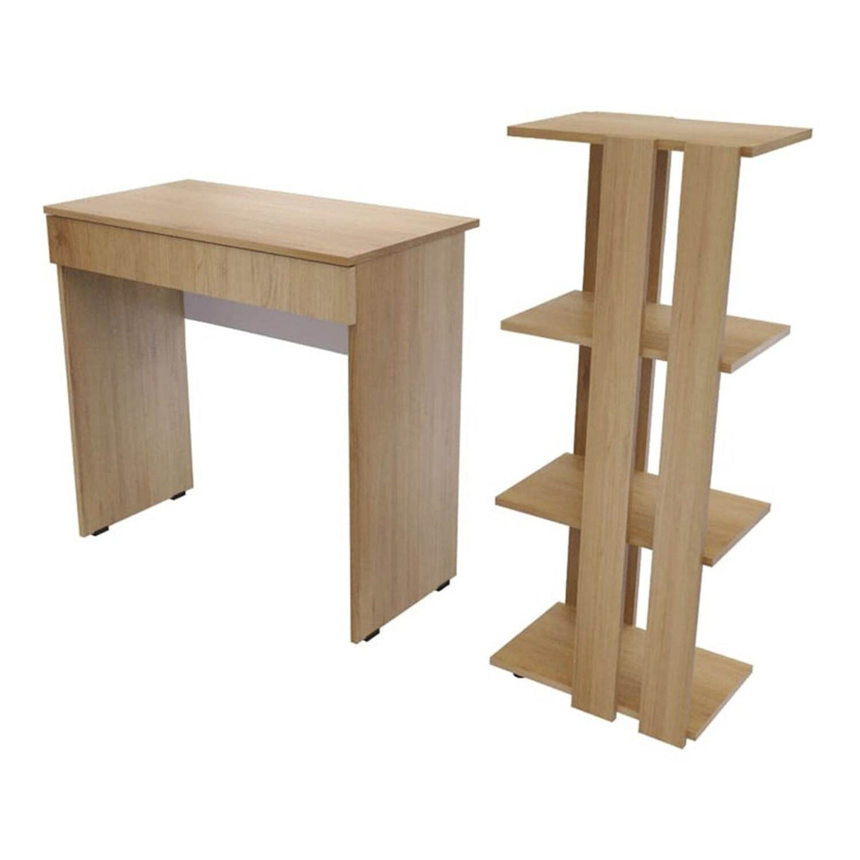 Combo Escritorio y Biblioteca Escrilec Rovere 80 cm con Cajón y Entrepaños - Combos Oficina | Bylmo