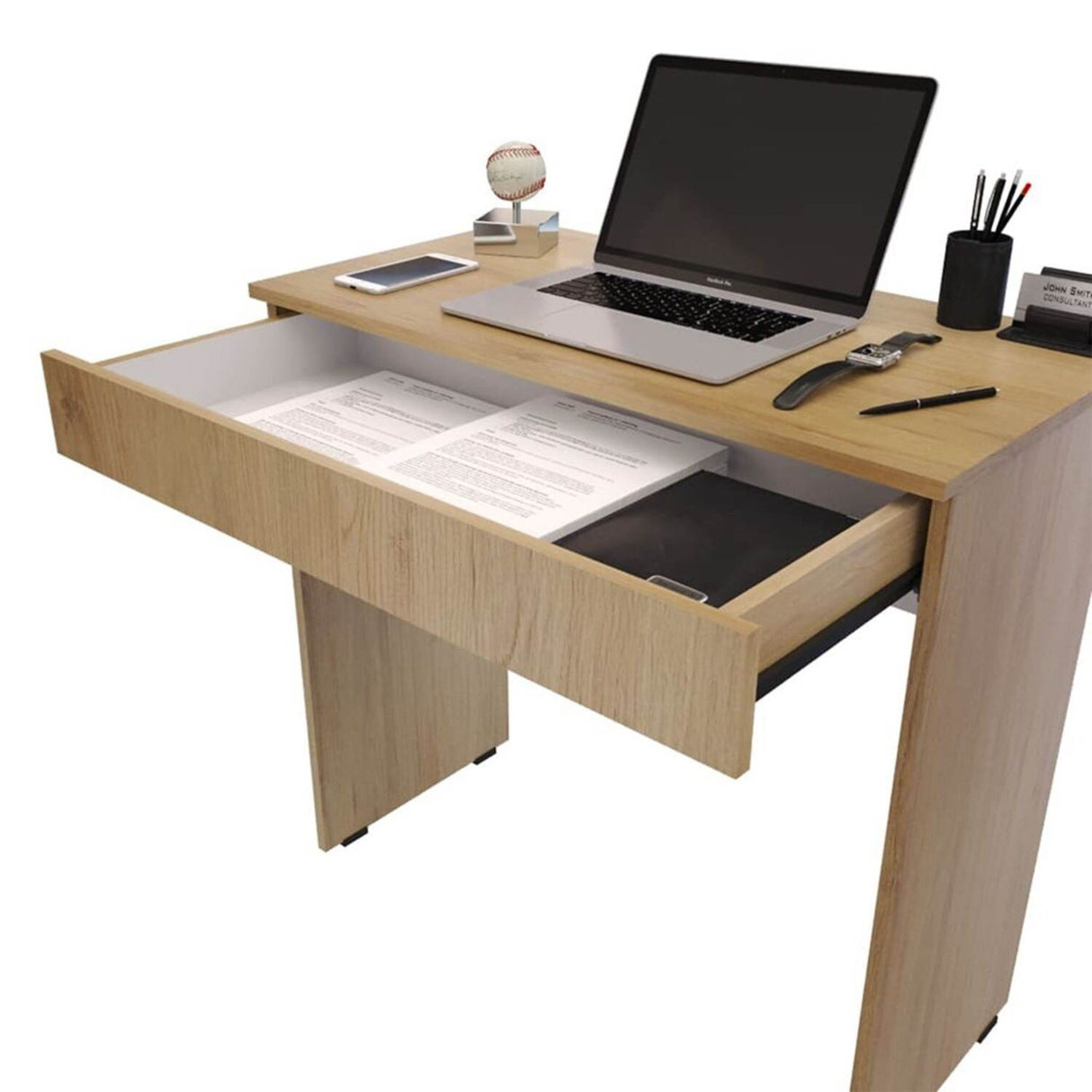 Combo Escritorio y Biblioteca Escrilec Rovere 80 cm con Cajón y Entrepaños - Combos Oficina | Bylmo