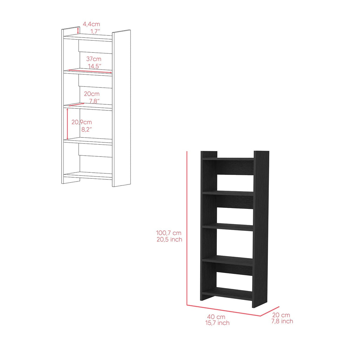 Combo Escritorio y Biblioteca Vizcaya Wengue 80 cm con un Cajón y Entrepaños - Combos Oficina | Bylmo