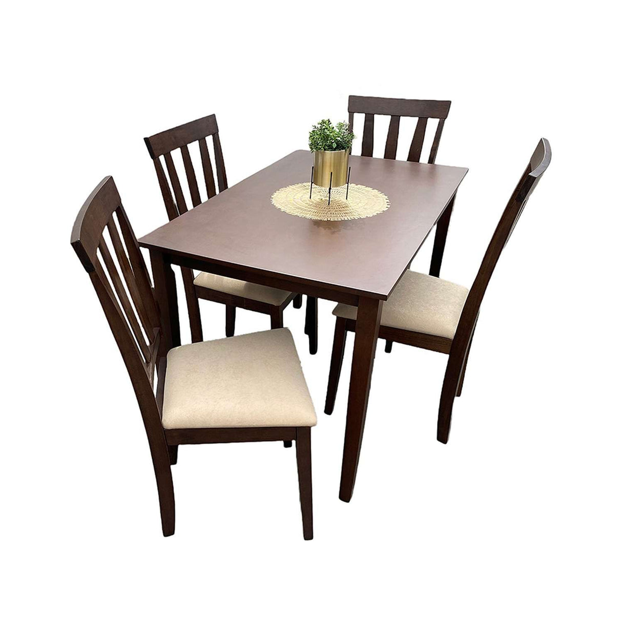 Comedor Salento Crema 110x74cm Rectangular de Cuatro Puestos y con Cuatro Sillas - Comedores | Bylmo