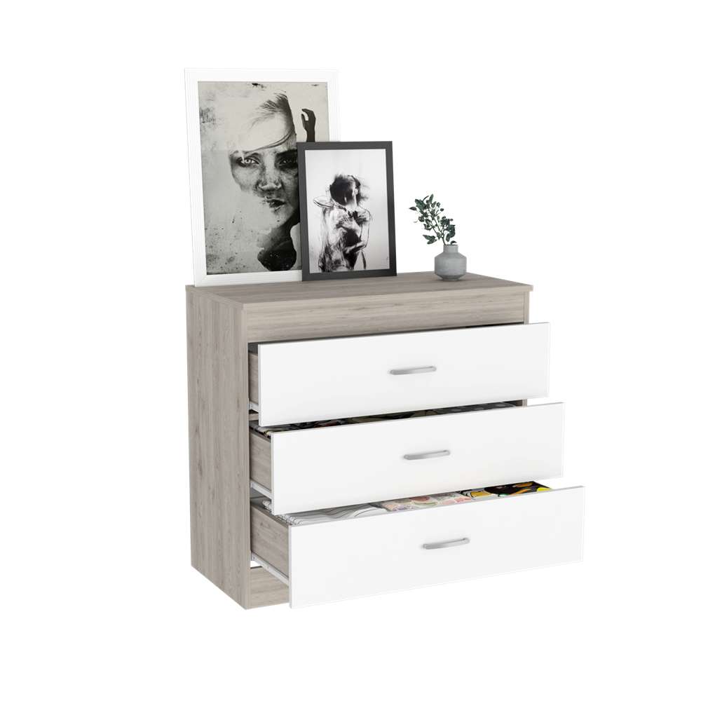 Cómoda Melia Ceniza 80x75.7cm De Tres Hileras con Tres Cajones - Cajoneras | Bylmo