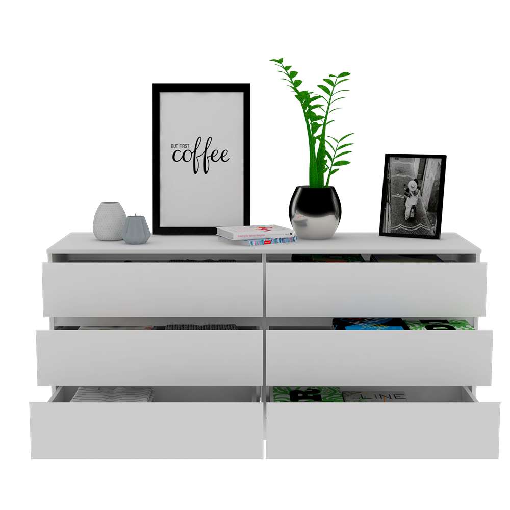 Cómoda Asteria Blanco 153x153cm De Tres Hileras con Tres Cajones - Cajoneras y Comodas | Bylmo