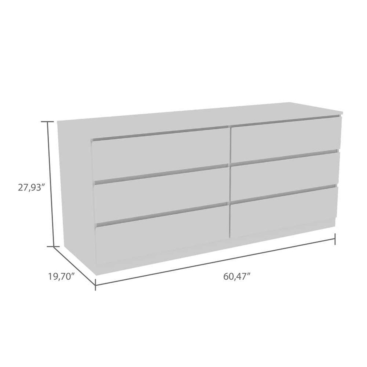 Cómoda Asteria Blanco 153.6x71.8cm De Tres Hileras con Tres Cajones - Cajoneras | Bylmo
