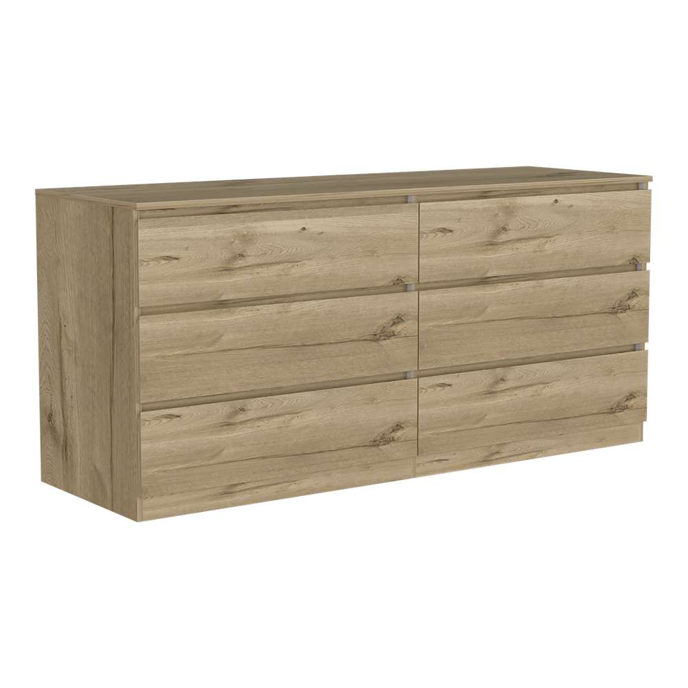 Cómoda Asteria Duna y Blanco 153 cm con Seis Cajones - Cajoneras | Bylmo