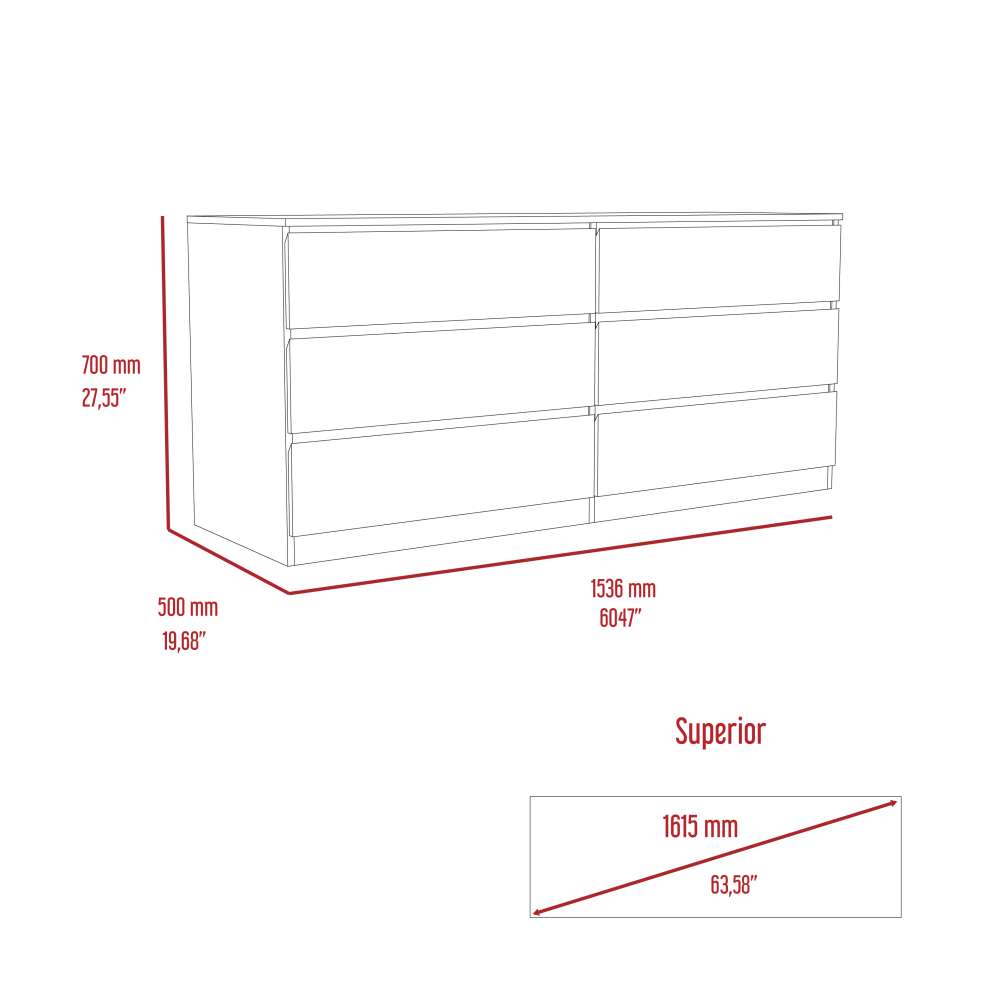 Cómoda Asteria Wengue 153.6x71.8cm De Tres Hileras con Tres Cajones - Cajoneras | Bylmo