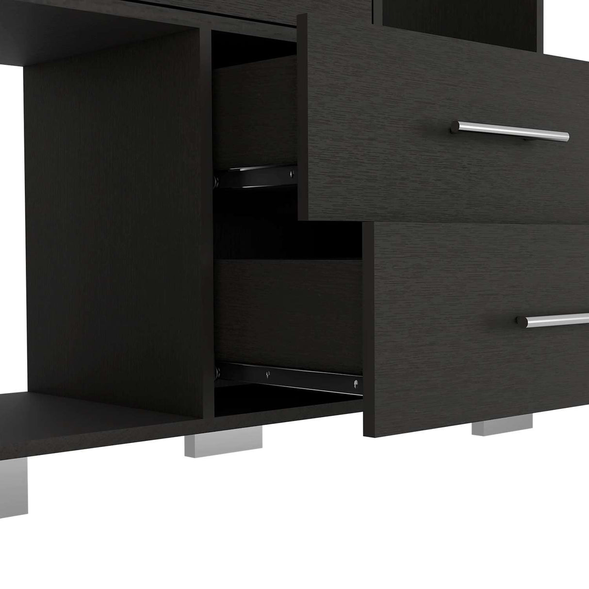 Cómoda Eleganza Wengue 90 cm con Cuatro Cajones y Entrepaños - Cajoneras y Comodas | Bylmo