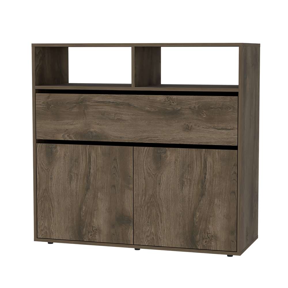 Cómoda Galanto Bellota y Wengue 100 cm con Un Cajón y Dos Puertas - Cajoneras | Bylmo