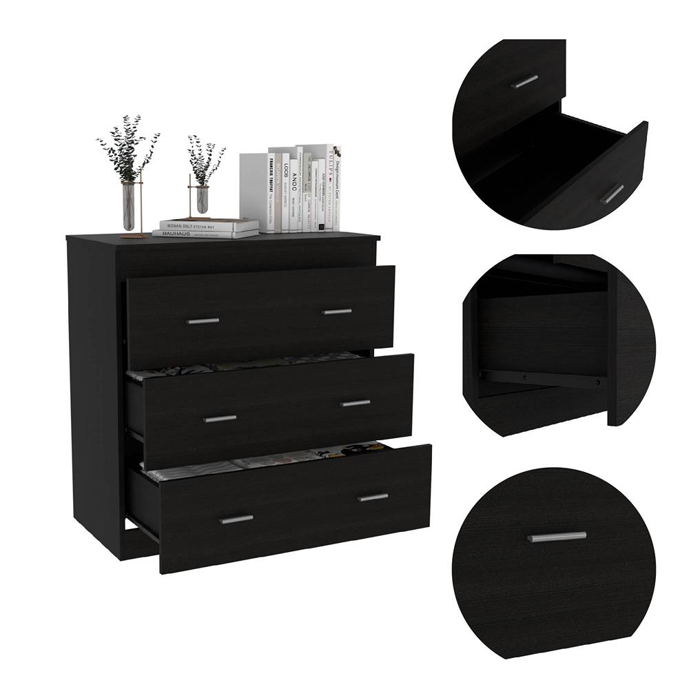 Cómoda Georgia Wengue 80x85.1cm De Tres Hileras con Tres Cajones - Cajoneras | Bylmo