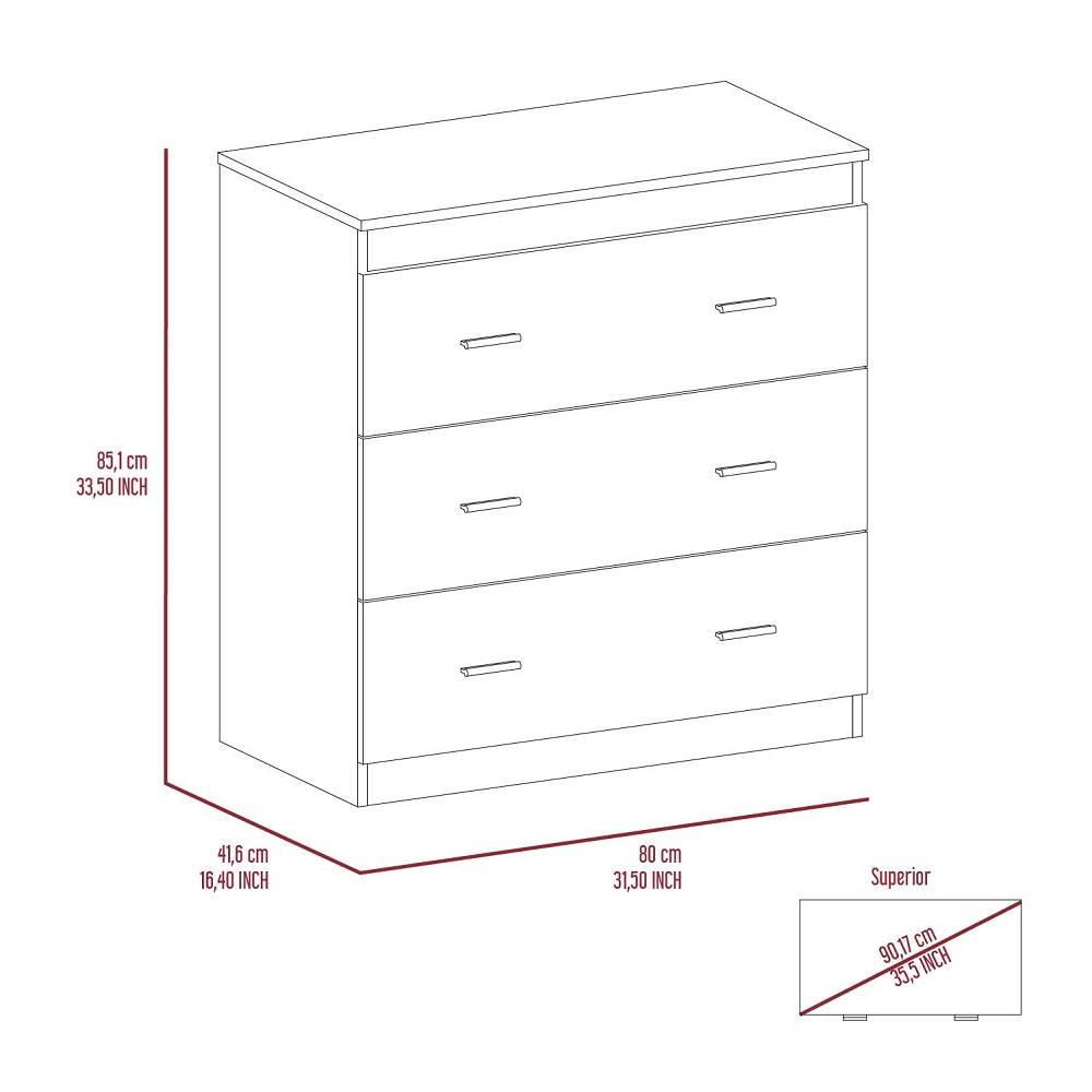 Cómoda Georgia Wengue 80x85.1cm De Tres Hileras con Tres Cajones - Cajoneras | Bylmo