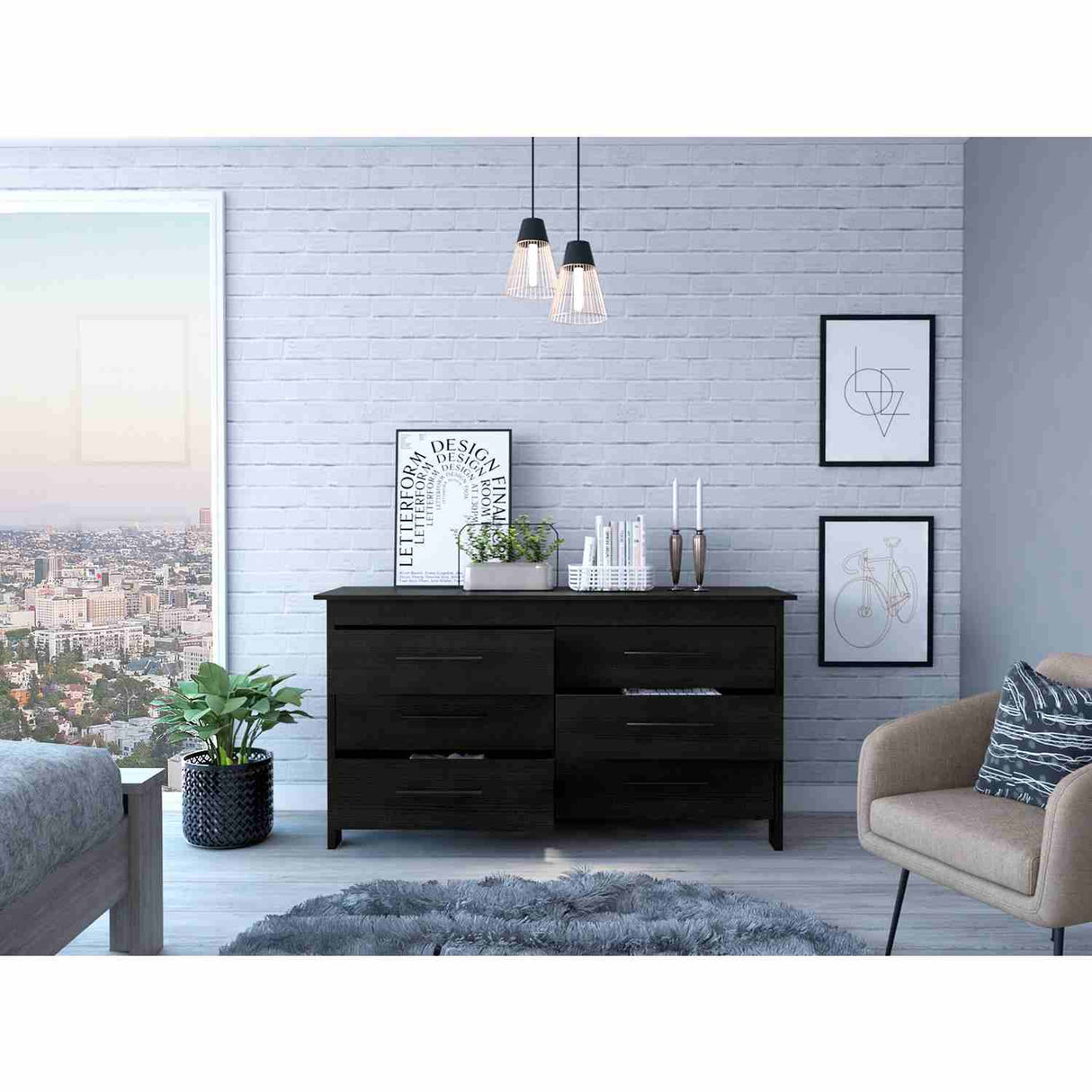 Cómoda HMS Wengue 150x81cm De Tres Hileras con Tres Cajones - Cajoneras y Comodas | Bylmo