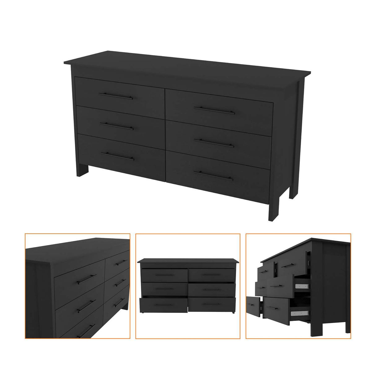 Cómoda HMS Wengue 150x81cm De Tres Hileras con Tres Cajones - Cajoneras y Comodas | Bylmo