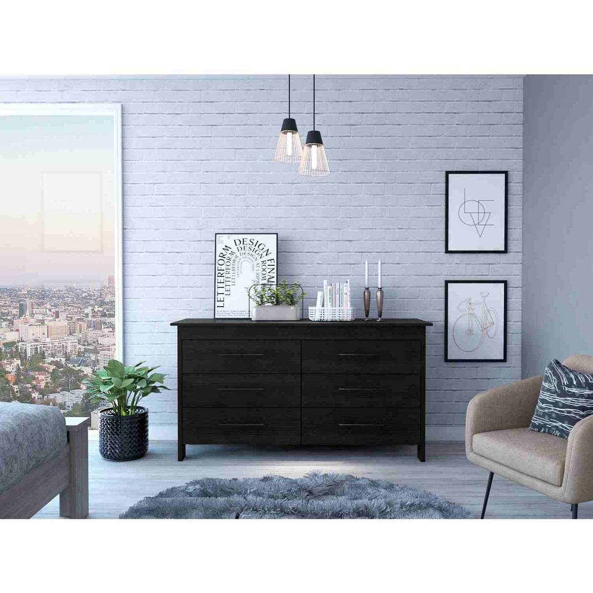 Cómoda HMS Wengue 150x81cm De Tres Hileras con Tres Cajones - Cajoneras y Comodas | Bylmo