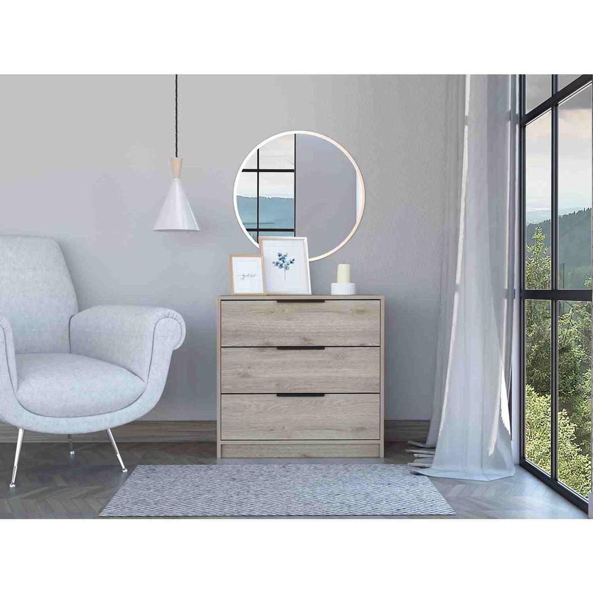 Cómoda Kaia Ceniza 70x69cm De Tres Hileras con Tres Cajones - Cajoneras y Comodas | Bylmo