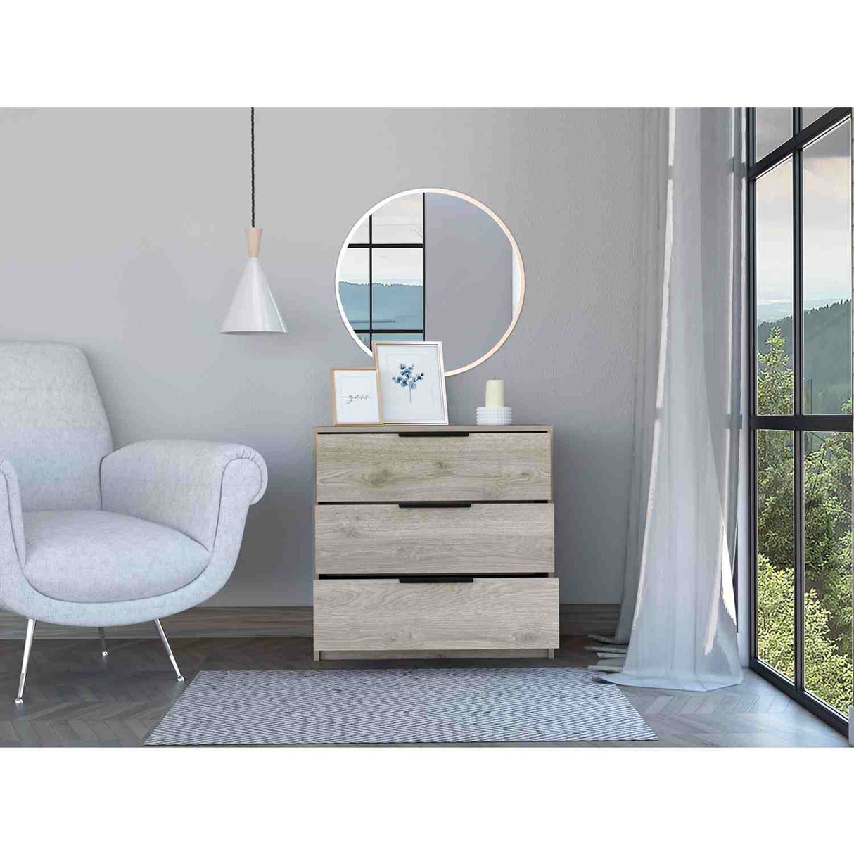 Cómoda Kaia Ceniza 70x69cm De Tres Hileras con Tres Cajones - Cajoneras y Comodas | Bylmo