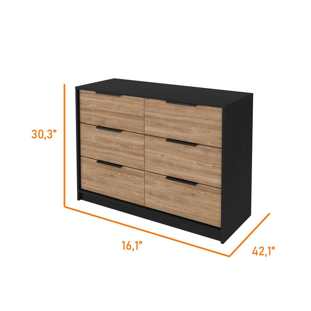 Cómoda Kaia Wengue 107x78cm De Tres Hileras con Tres Cajones - Cajoneras y Comodas | Bylmo
