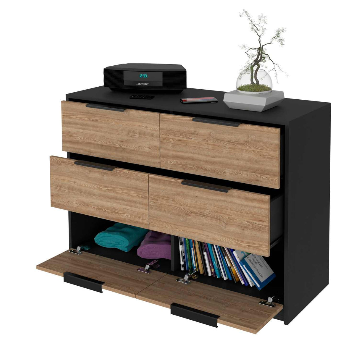 Cómoda Kaia Wengue 107x78cm De Tres Hileras con Tres Cajones - Cajoneras y Comodas | Bylmo