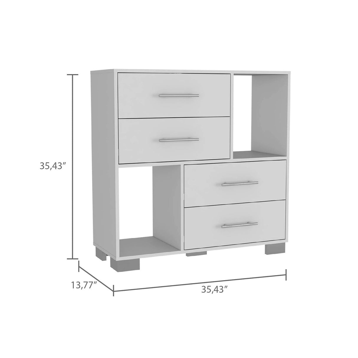 Cómoda Krista Blanco 90x90cm De Cuatro Hileras con Cuatro Cajones - Cajoneras y Comodas | Bylmo