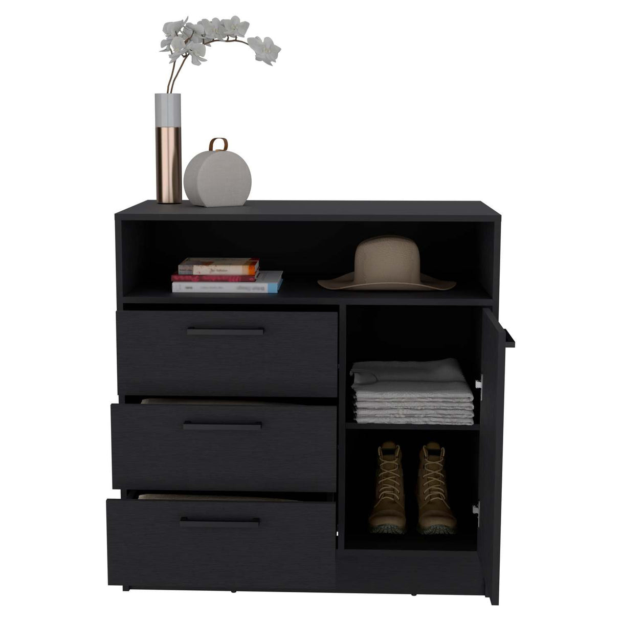 Cómoda Omaha Wengue 90x93cm De Tres Hileras con Tres Cajones - Cajoneras y Comodas | Bylmo