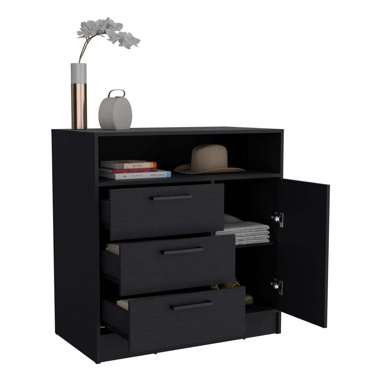 Cómoda Omaha Wengue 90x93cm De Tres Hileras con Tres Cajones - Cajoneras y Comodas | Bylmo