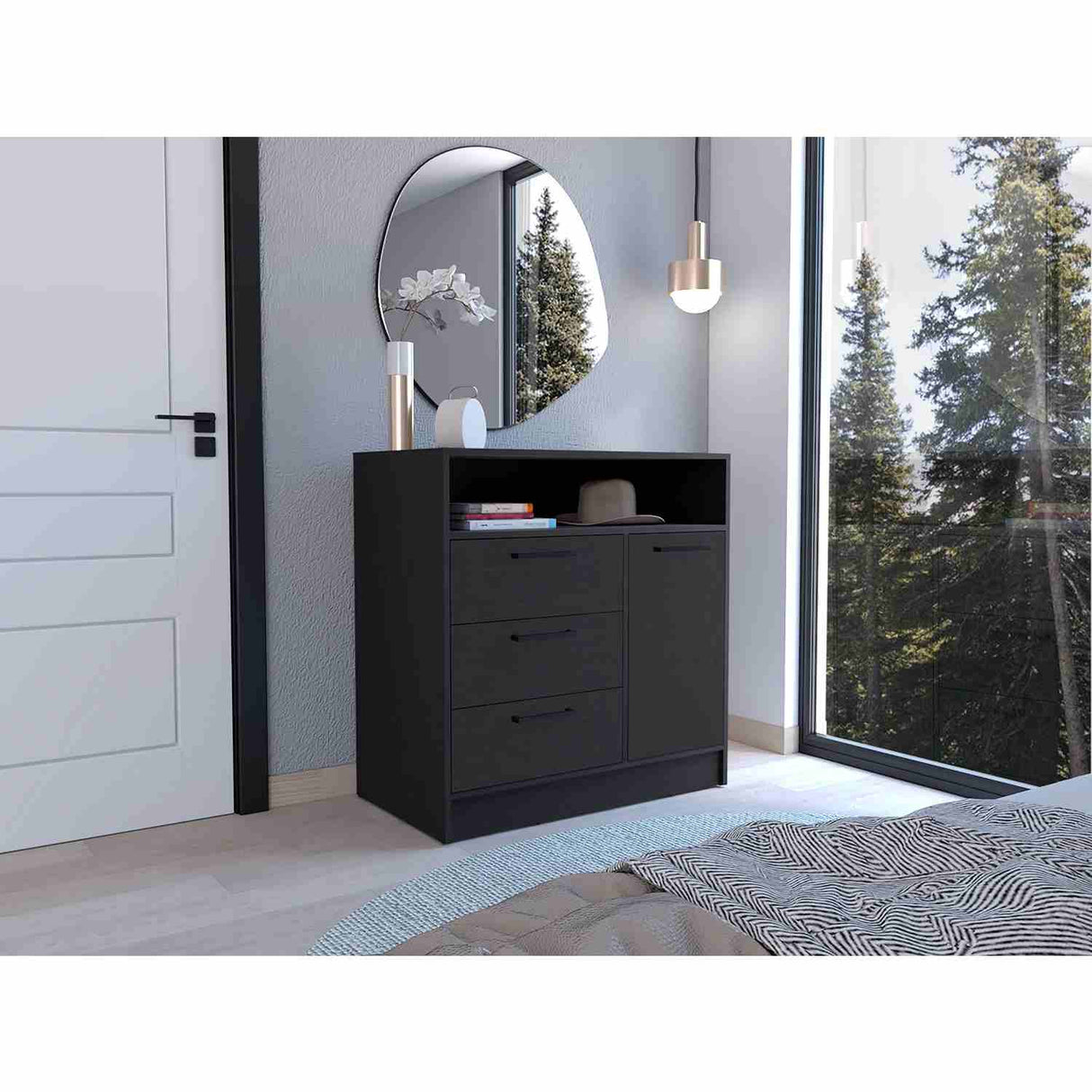Cómoda Omaha Wengue 90x93cm De Tres Hileras con Tres Cajones - Cajoneras y Comodas | Bylmo