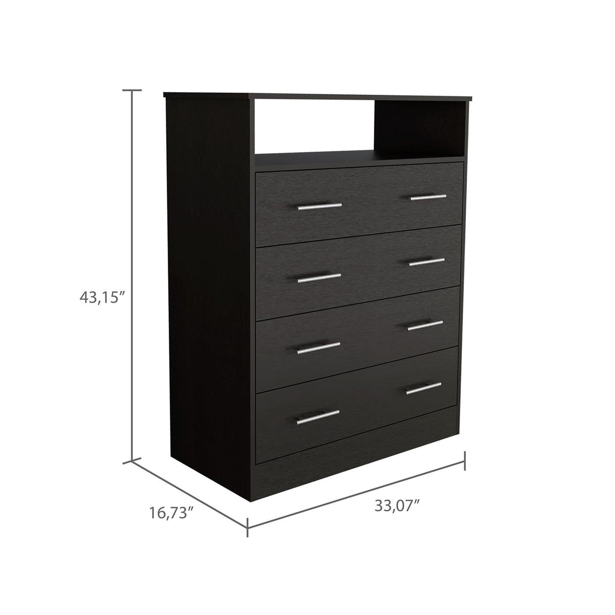Cómoda Peru Wengue 84x110cm De Cuatro Hileras con Cuatro Cajones - Cajoneras y Comodas | Bylmo