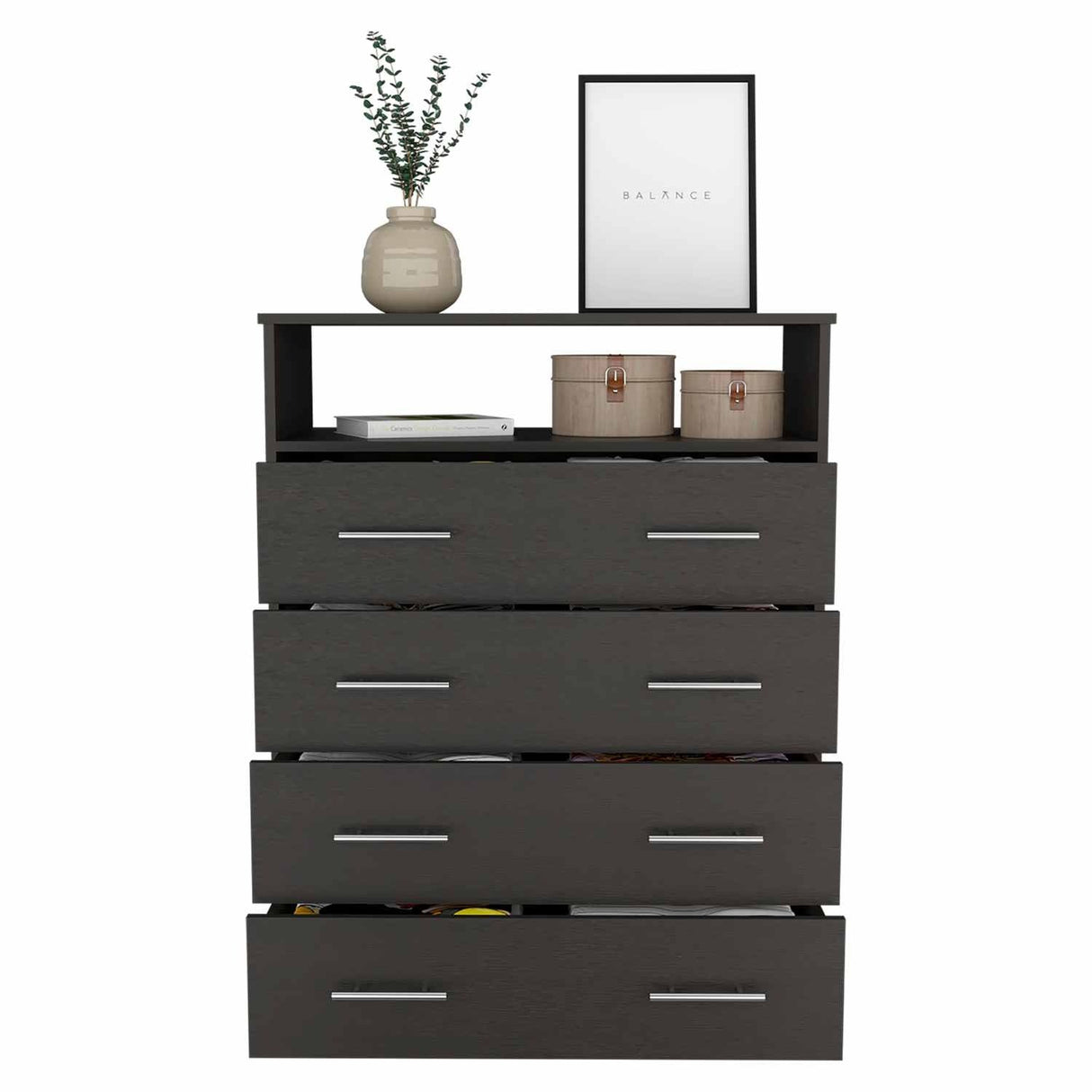 Cómoda Peru Wengue 84x110cm De Cuatro Hileras con Cuatro Cajones - Cajoneras y Comodas | Bylmo