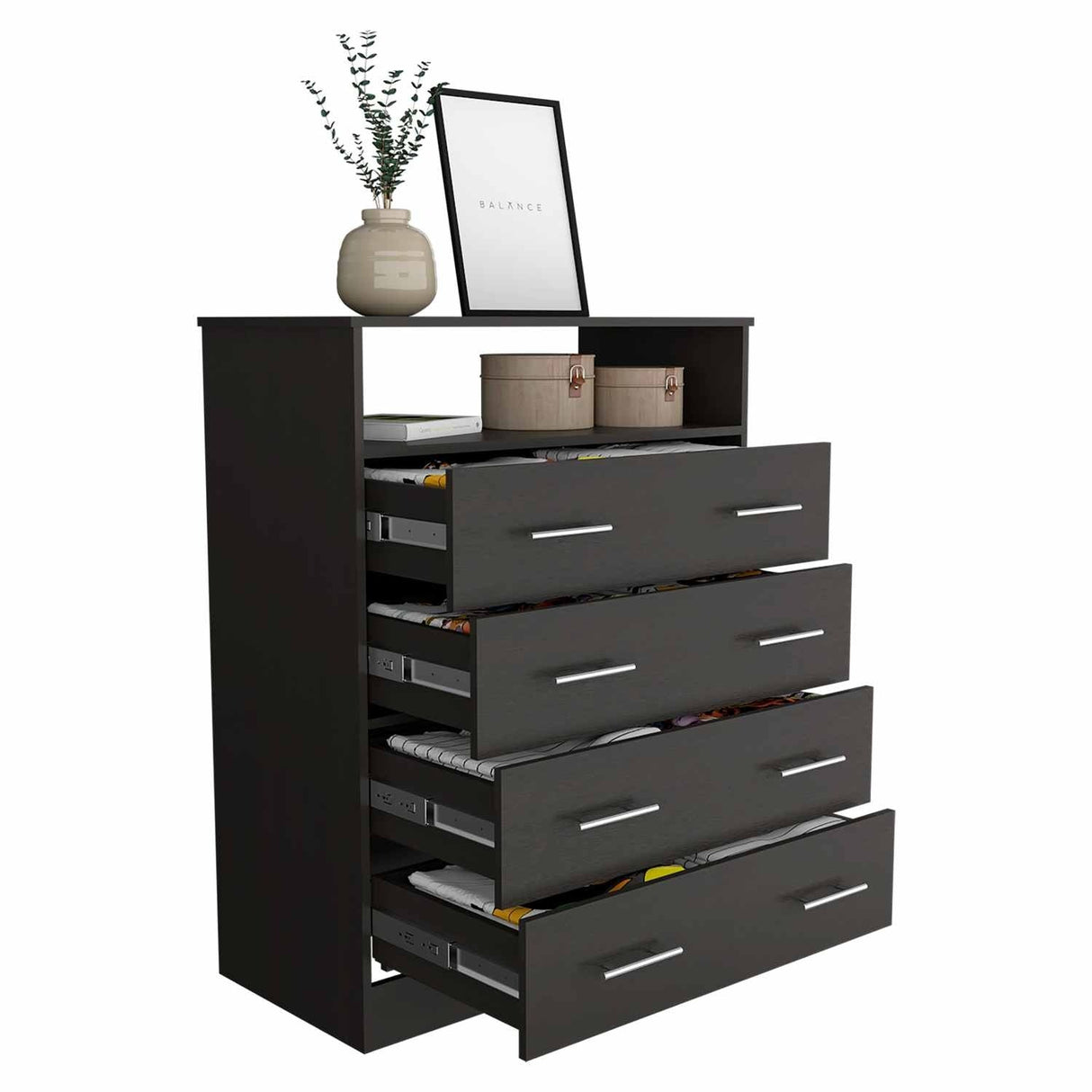 Cómoda Peru Wengue 84x110cm De Cuatro Hileras con Cuatro Cajones - Cajoneras y Comodas | Bylmo