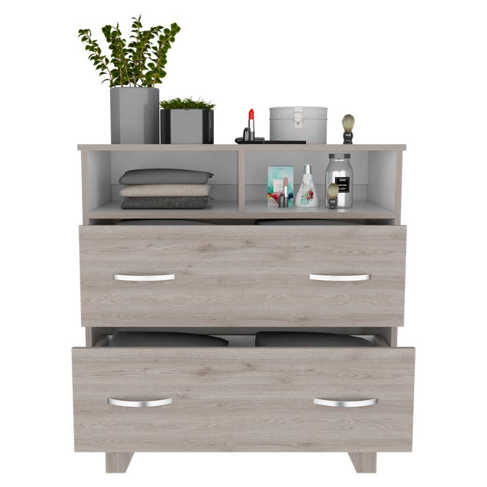Cómoda Ponova Ceniza 80 cm con Dos Cajones - Cajoneras | Bylmo