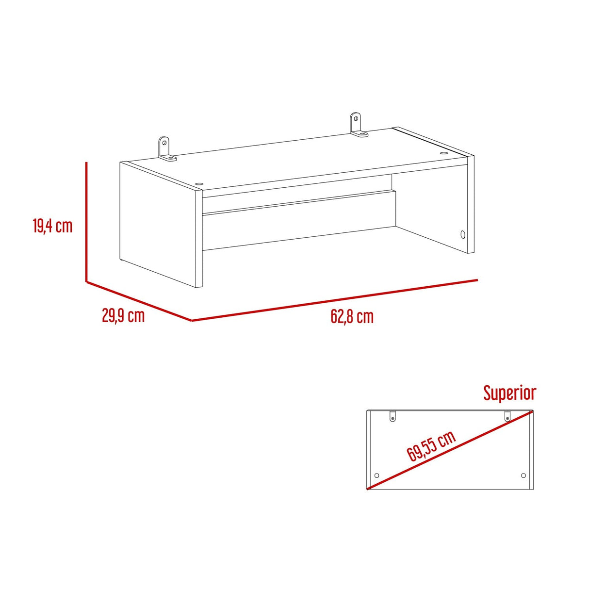 Complemento para Estantes Home Blanco 63x19cm con con Un Entrepaño - Bibliotecas y Estanterías | Bylmo