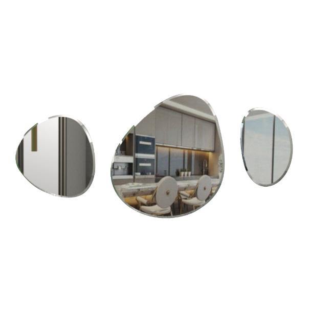 Set x 3 Espejos Gotas Plateado 40x40cm Asimetrico sin Marco - Espejos Decorativos | Bylmo
