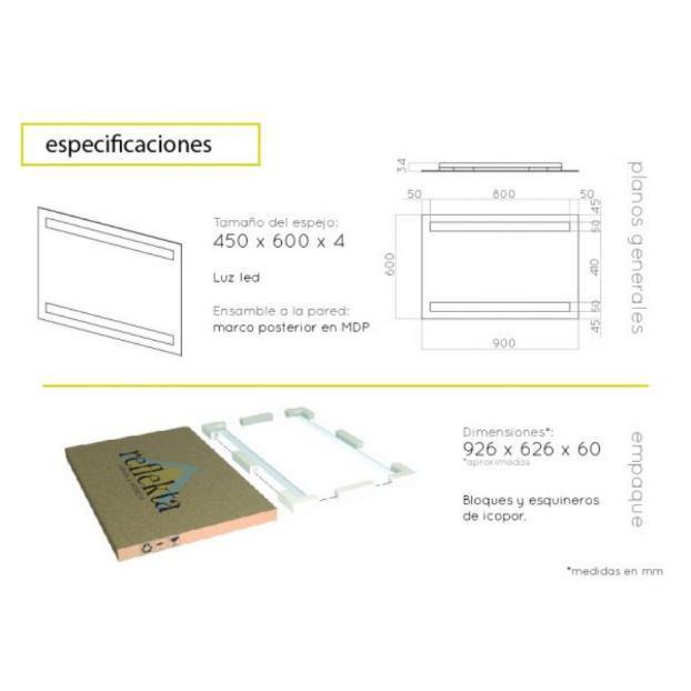 Espejo de Baño Udine Plateado 90x60cm Rectangular con Biselado - Espejos de Baño | Bylmo