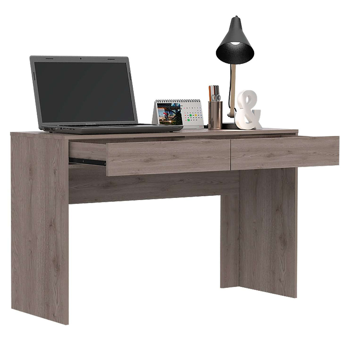Escritorio Acre Ceniza 120x76cm Con Dos Cajones - Escritorios | Bylmo