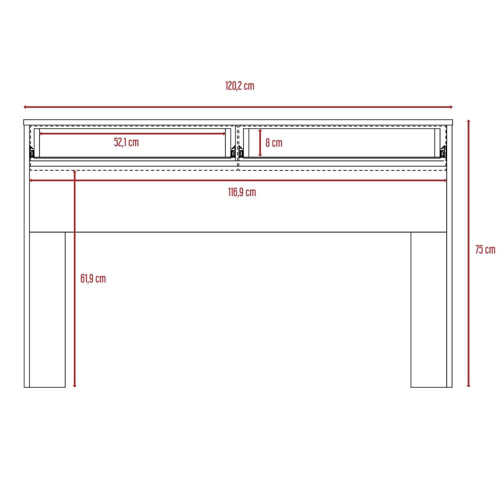 Escritorio Acre Rovere y Blanco 120.2x75cm Con Dos Cajones - Escritorios y Archivadores | Bylmo
