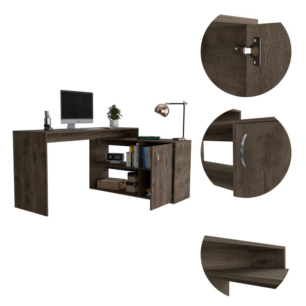 Escritorio en L Axis Bellota 151 cm con Puerta y Entrepaños - Escritorios y Archivadores | Bylmo