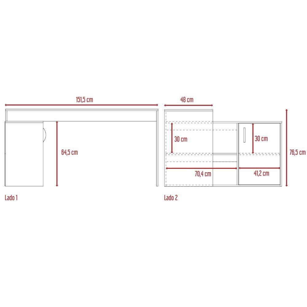 Escritorio en L Axis Ceniza 151x76.5cm sin Cajones y con Organizador de Libros - Escritorios y Archivadores | Bylmo