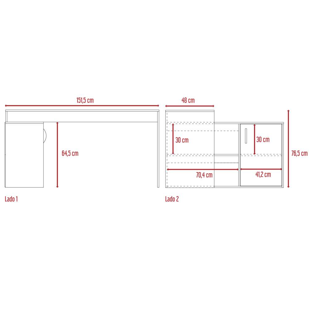 Escritorio en L Axis Gales 151.5x76.5cm sin Cajones y con Organizador de Libros - Escritorios y Archivadores | Bylmo