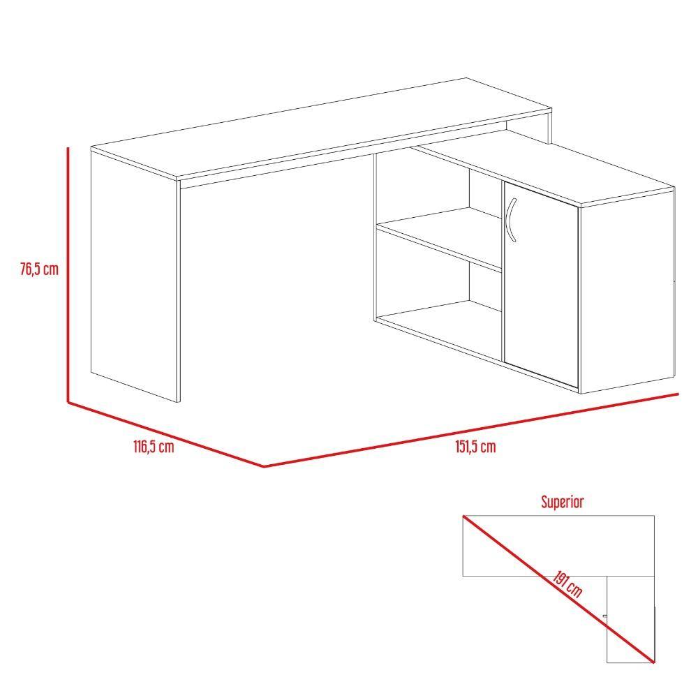 Escritorio en L Axis Olivo 151 cm con Puerta y Entrepaños - Escritorios y Archivadores | Bylmo